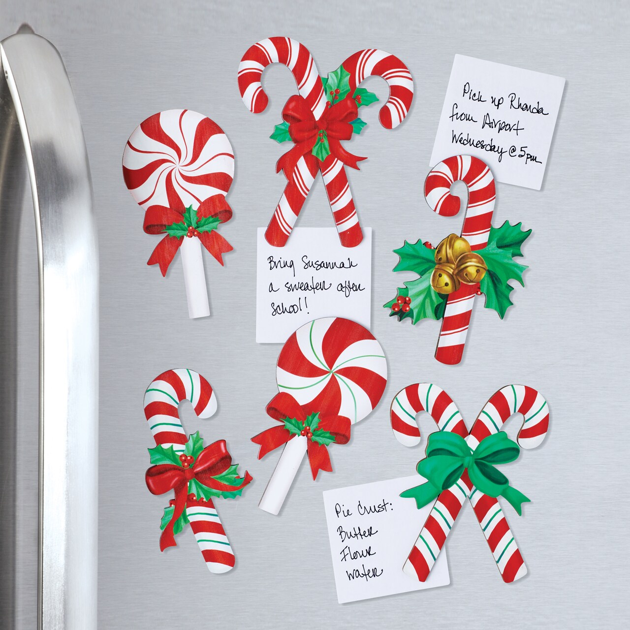 Collections Etc Festive Candy Cane Refrigerator Magnets - Set of 6
